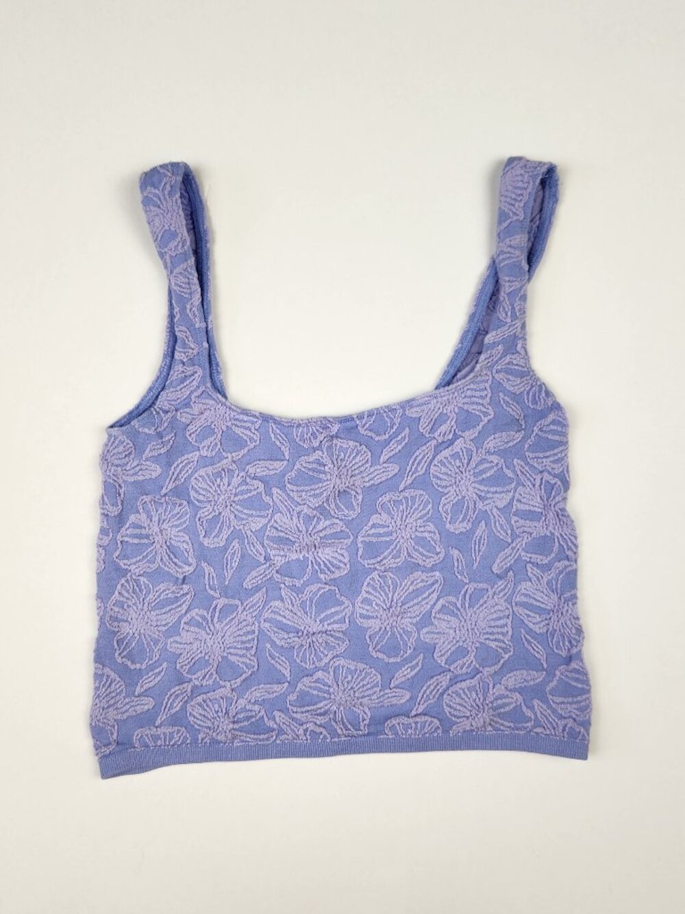 by Anthropologie Hannah Seamless Textured Tank Floral Purple sz S/M